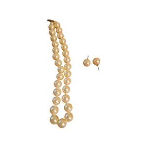Faux Pearl Beaded Choker Necklace & Earrings Set